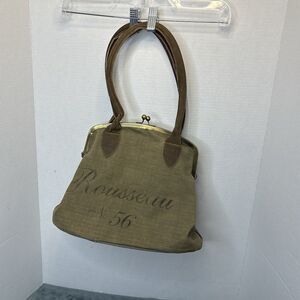 Vintage Kisslock Canvas And Leather Handbag French Vagabond Bohemian